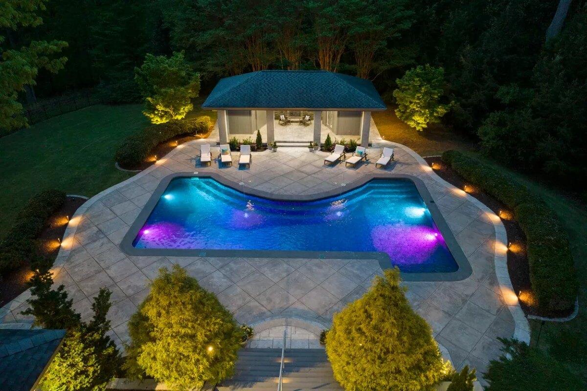 Stunning Pool Area with Mesmerizing Evening Lights