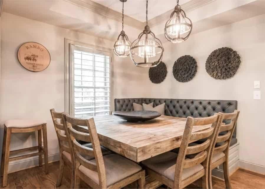 Notice the Industrial Lighting Above This Cozy Breakfast Nook