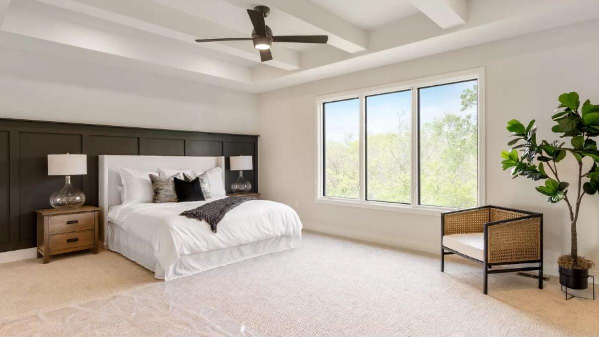 Master Bedroom with Modern Paneled Accent Wall