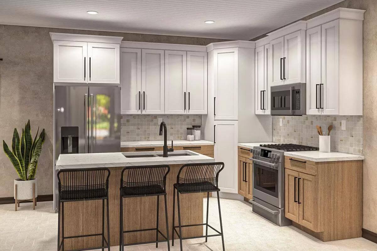 That Sleek Duo-Tone Kitchen with Subtle Tile Backsplash