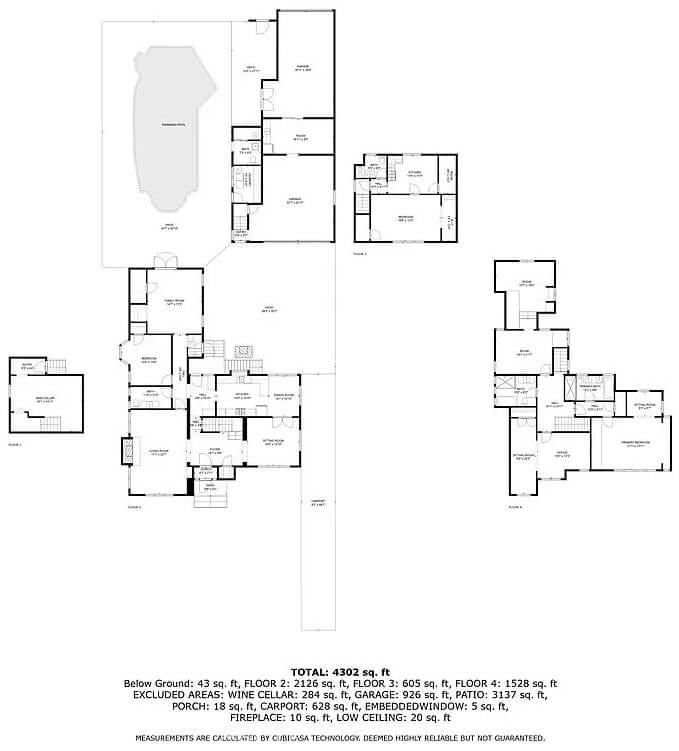 Expansive Floor Plan Featuring Multiple Living Areas and Garage Spaces