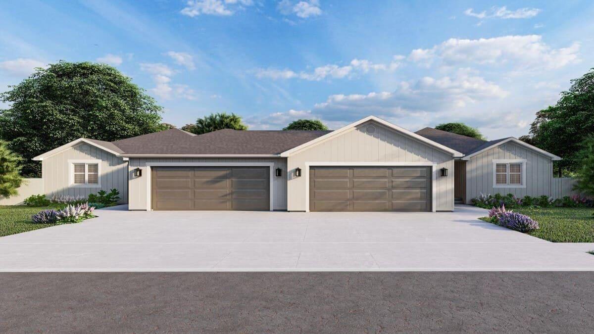Explore This Contemporary Duplex with Twin Garages