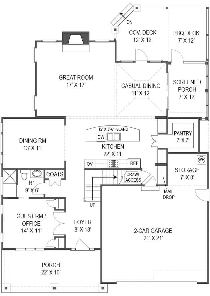 Functional Floor Plan Featuring a Casual Dining Space and Great Room
