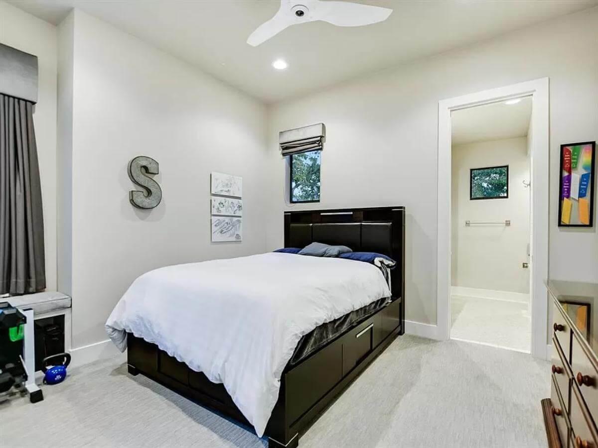 Stylish Bedroom with Built-In Storage Bed Frame and Soothing Colors