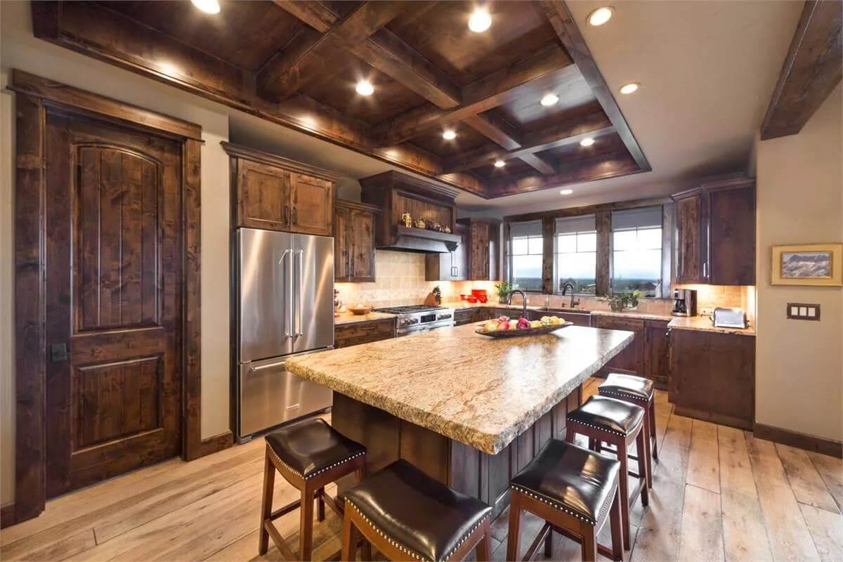 Wow, Look at the Coffered Ceiling in This Craftsman Kitchen