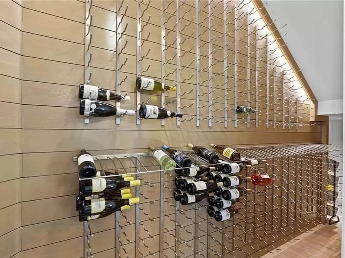 Look at the Angular Wooden Racks in This Modern Wine Cellar