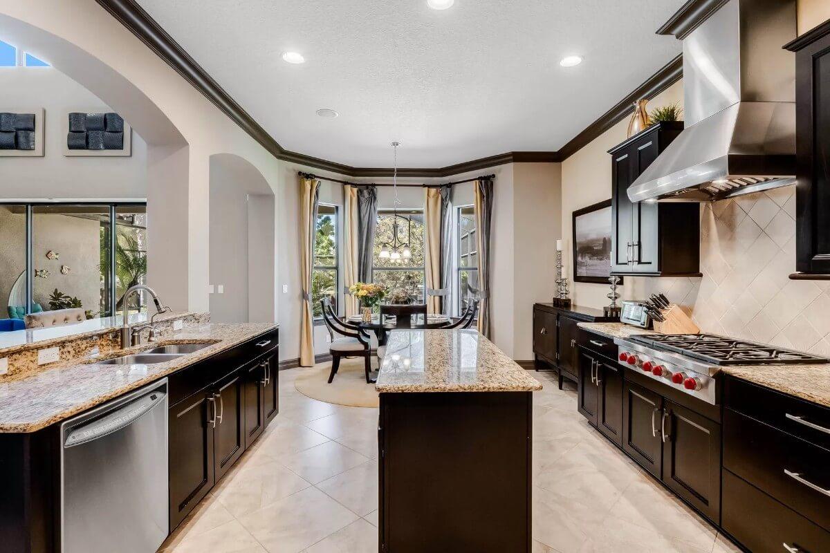 Notice the Sunlit Bay Window in This Elegant Kitchen-Dining Combo