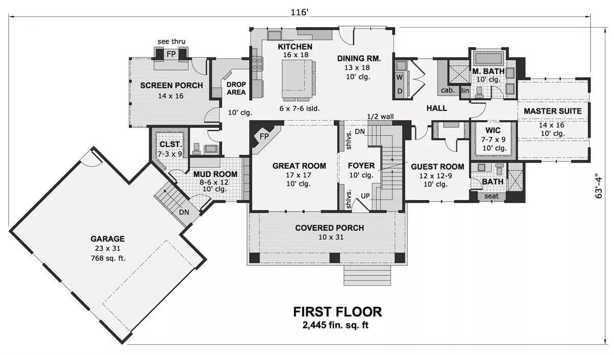 Spacious First Floor with Expansive Great Room and Cozy Guest Spaces