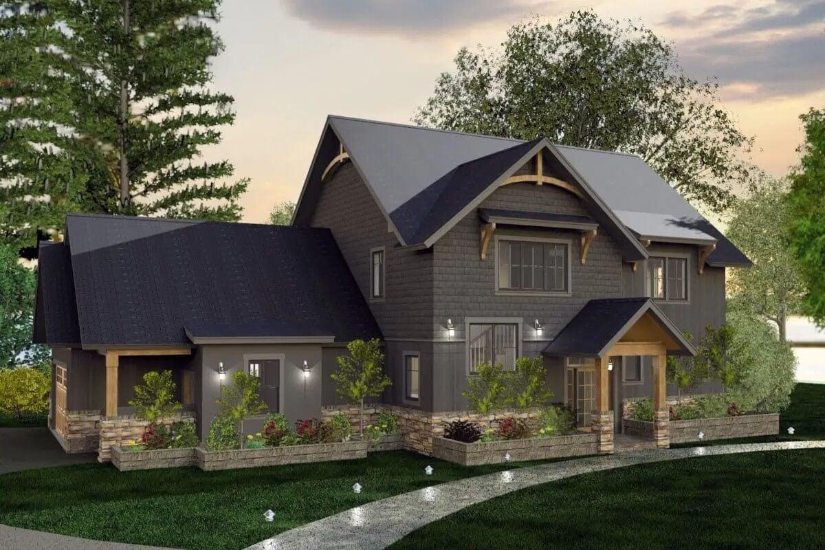 Charming Craftsman Home with Eye-Catching Roof Design