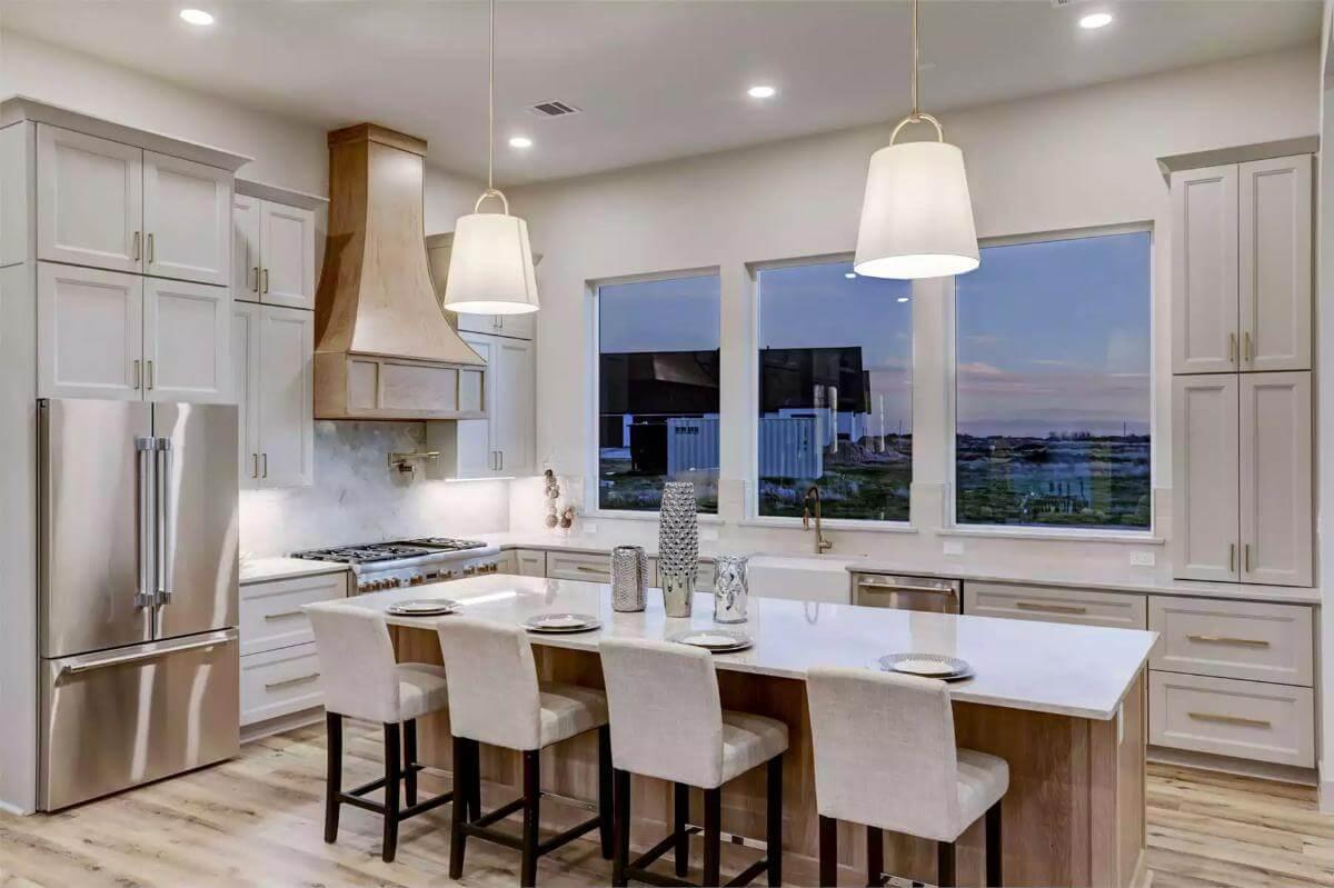 Look at the Tapered Wooden Range Hood in This Modern Kitchen