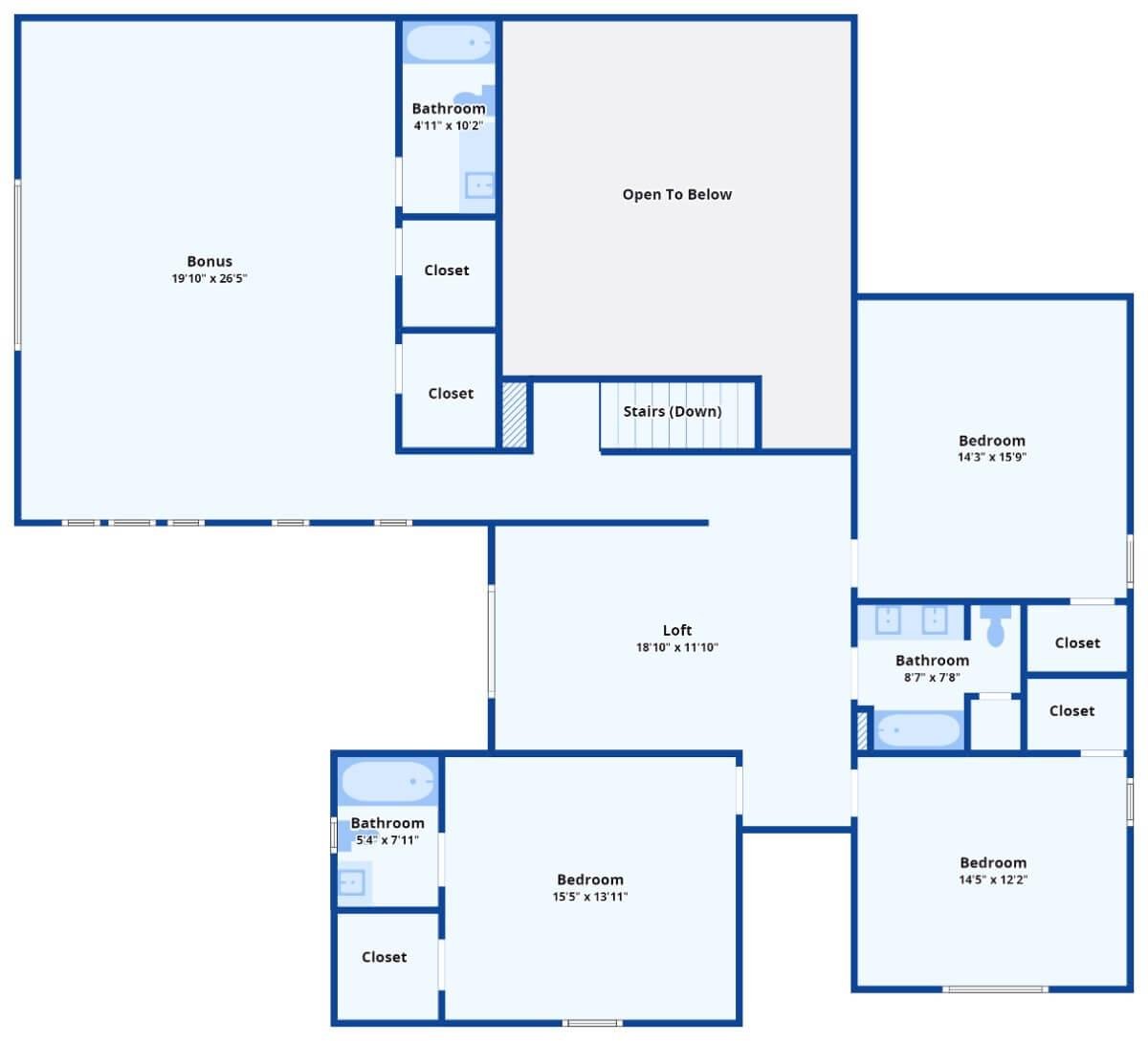 Upper Floor Layout Featuring a Versatile Bonus Room