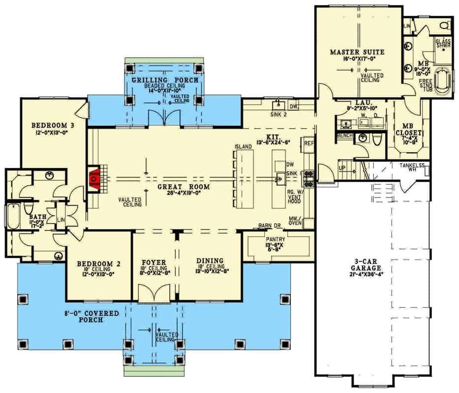 Spacious Open Floor Plan with a Central Great Room and Vaulted Ceilings