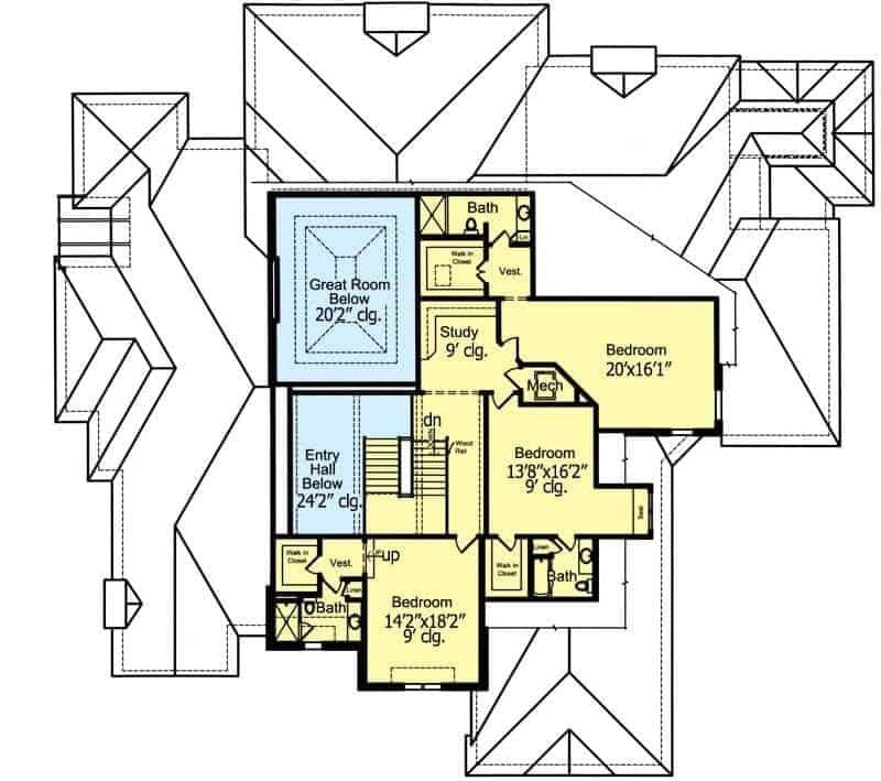 Exploring the Versatile Upper-Level Floor Plan with a Central Study Area