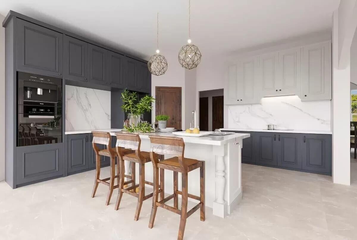 Wow, Look at the Sleek Minimalism of This Dual-Tone Kitchen