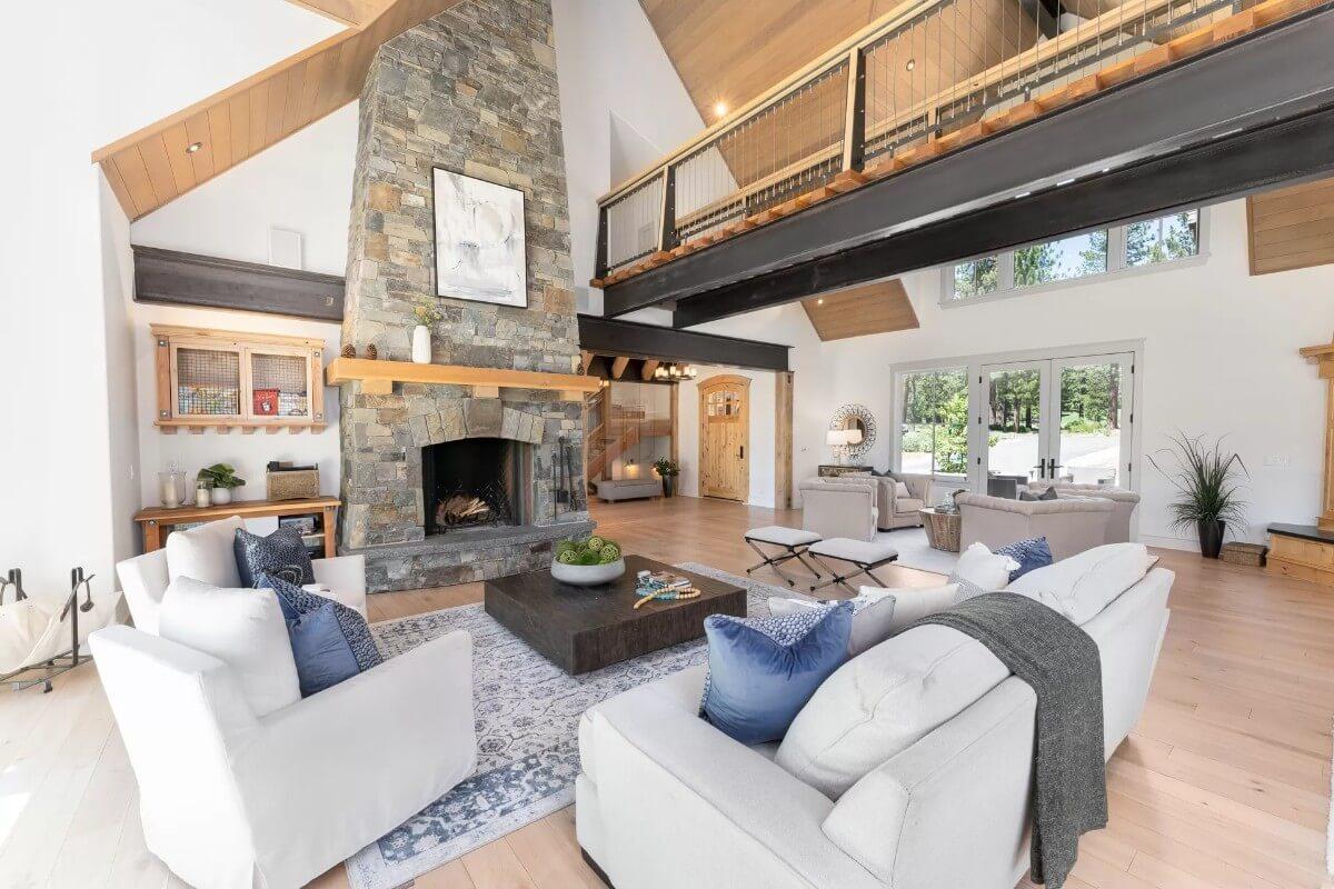 Wow, That Stone Fireplace is a Showstopper in This Living Room
