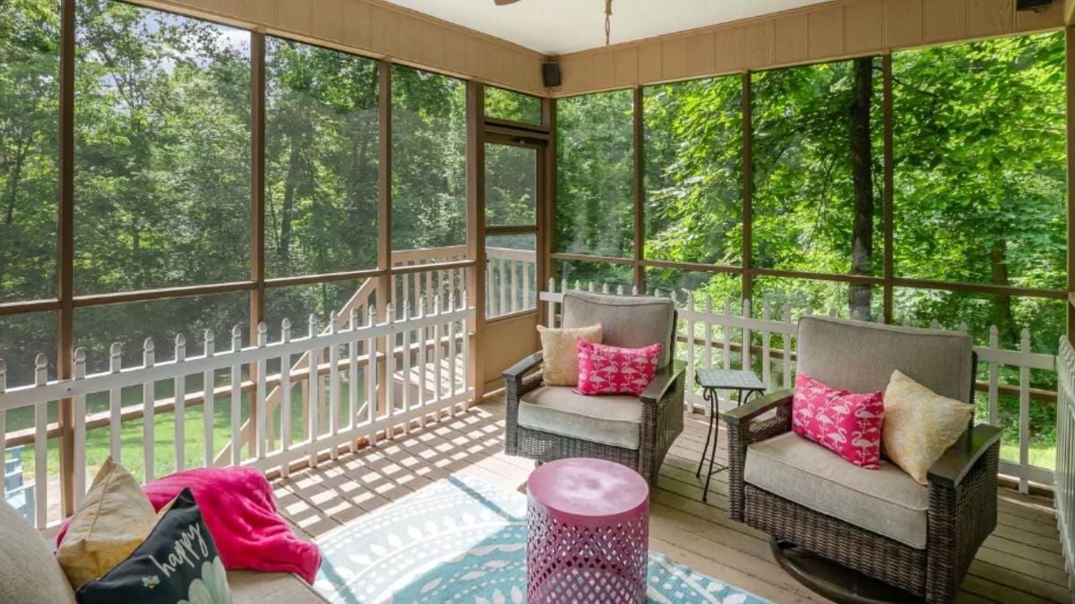 Screened-In Porch Perfect for Sipping Coffee and Watching Nature
