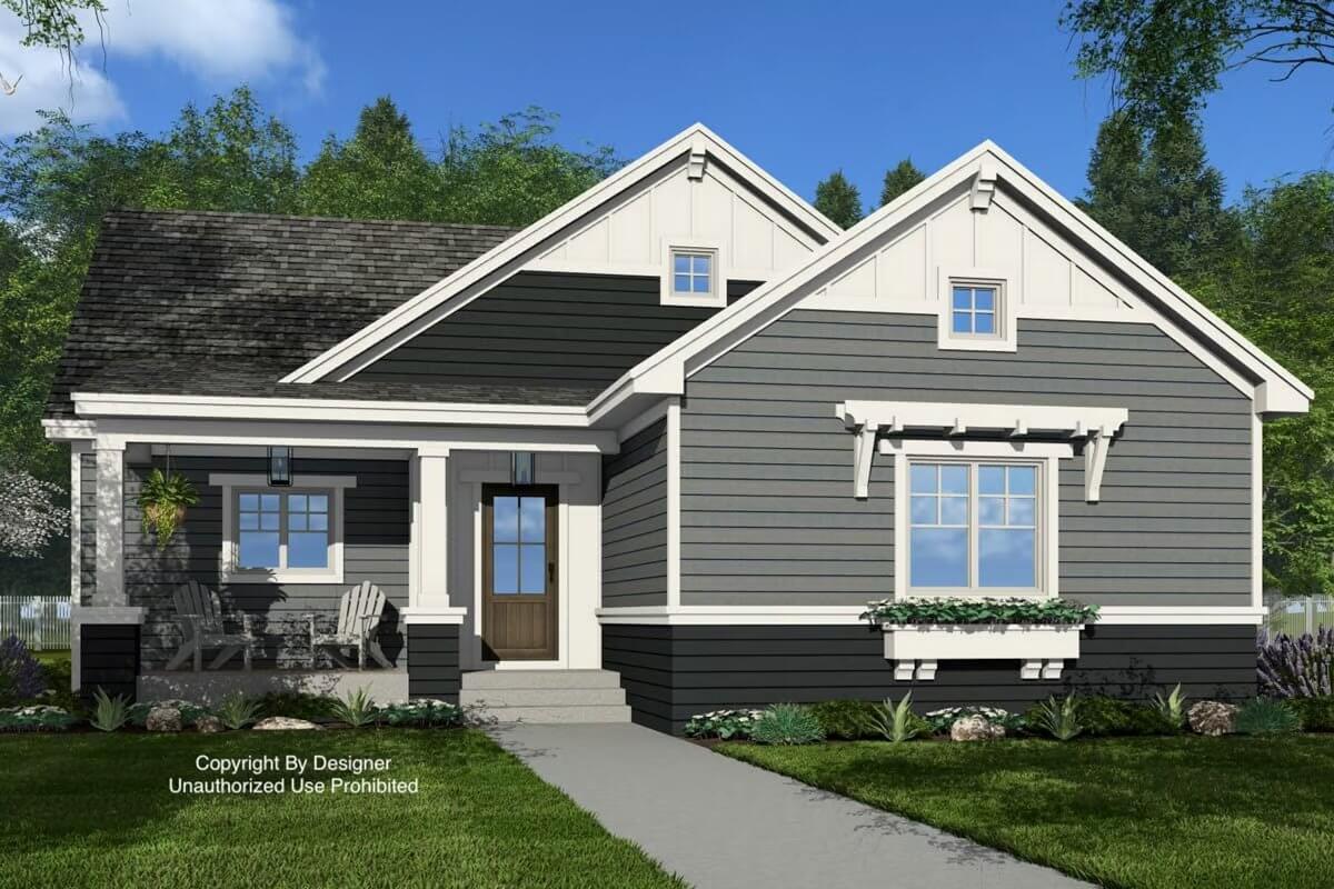 3-Bedroom Craftsman Home with Front Porch and Open-Concept Living (Floor Plan)