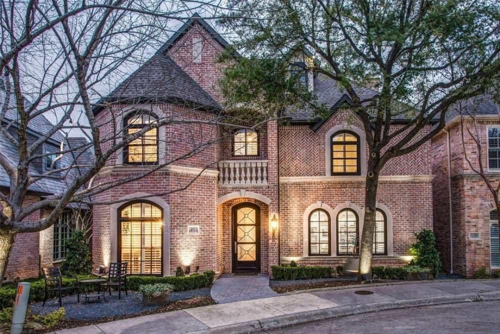 Classic Brick Facade with Elegant Arched Windows