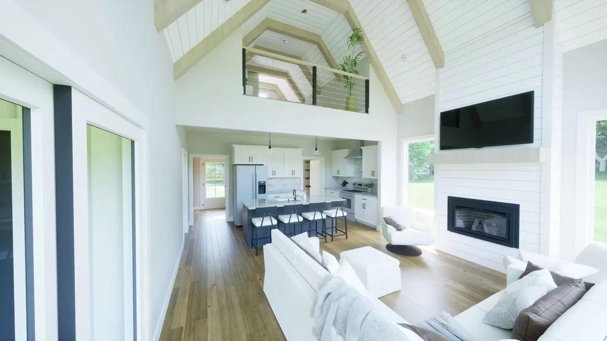 Check Out the Vaulted Ceiling and Loft Overlook in This Light-Filled Space