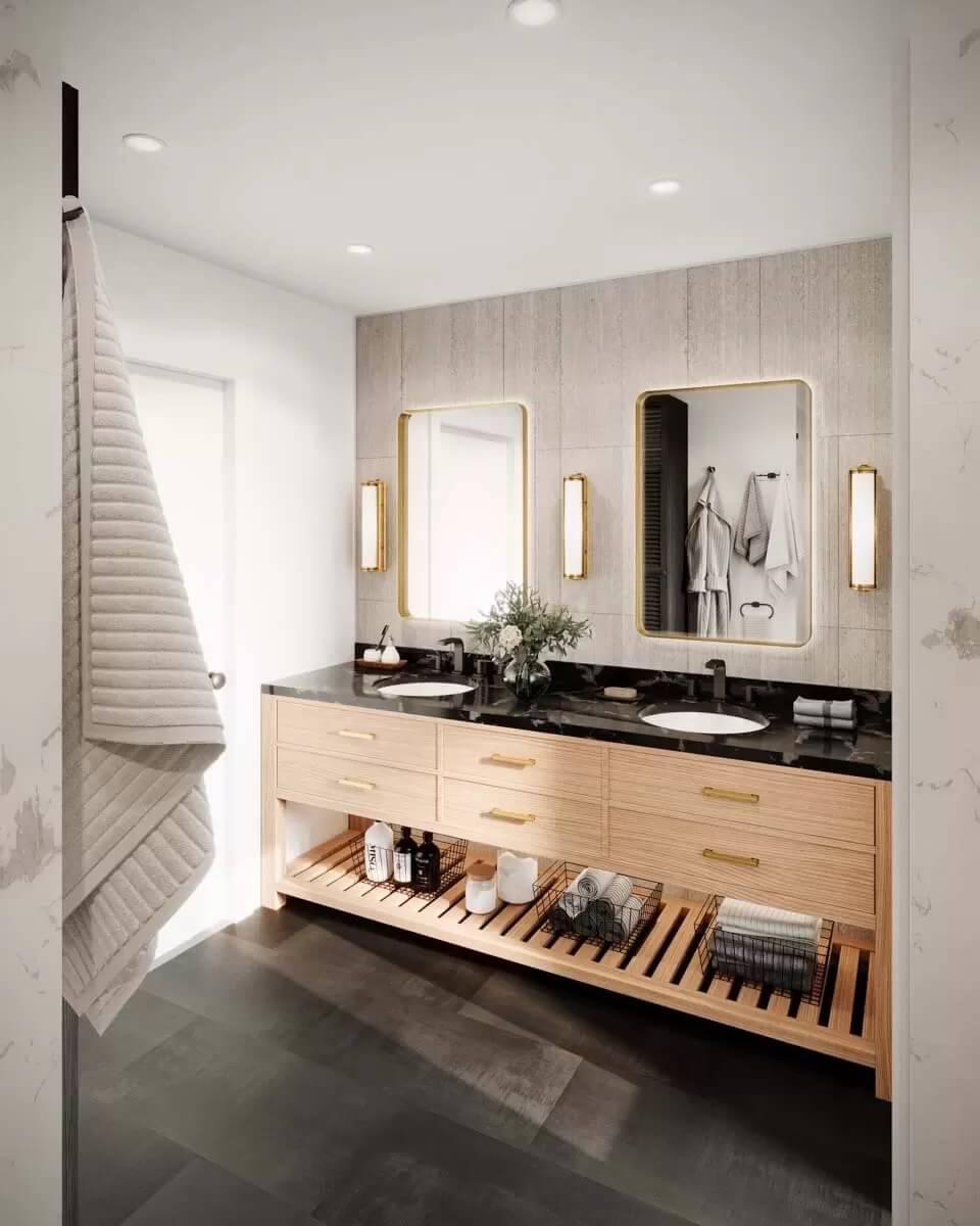 Elegant Bathroom Vanity with Sleek Storage Solutions