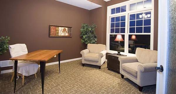 Cozy Home Office with a View and Comfy Seating