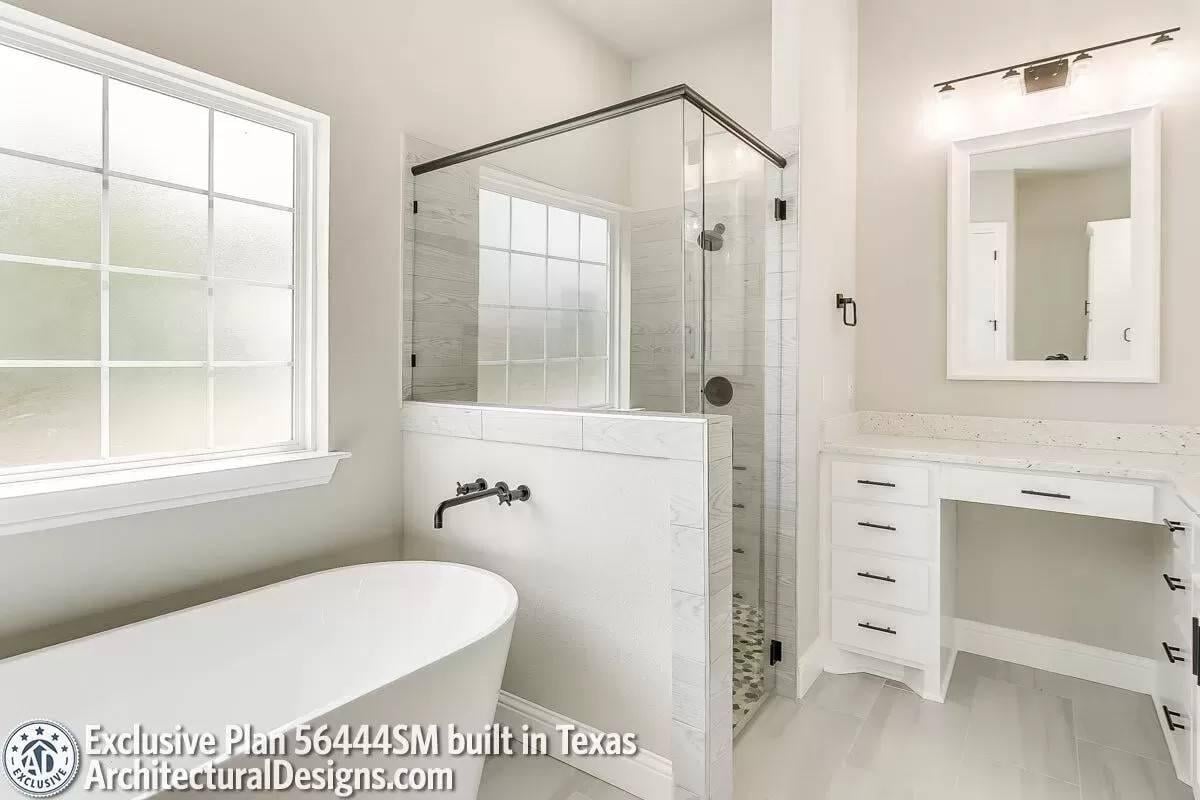 Sleek Freestanding Tub Meets Glass Shower in This Spa-Like Bathroom