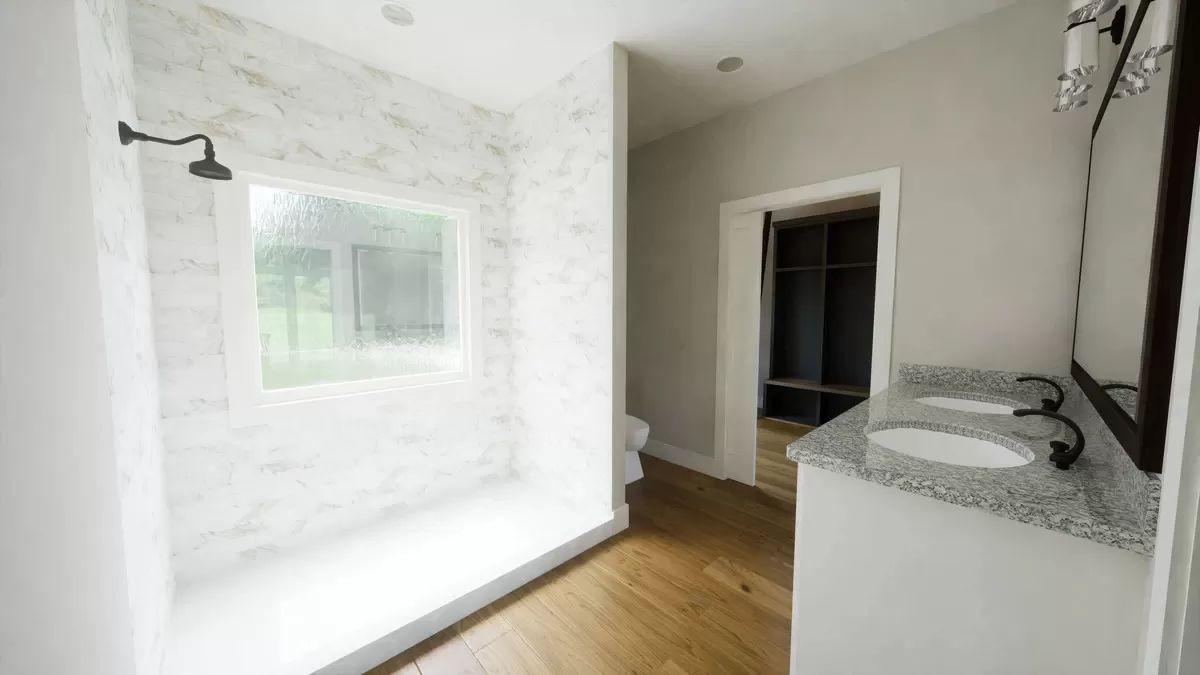 Take a Look at This Spacious Walk-In Shower With a View