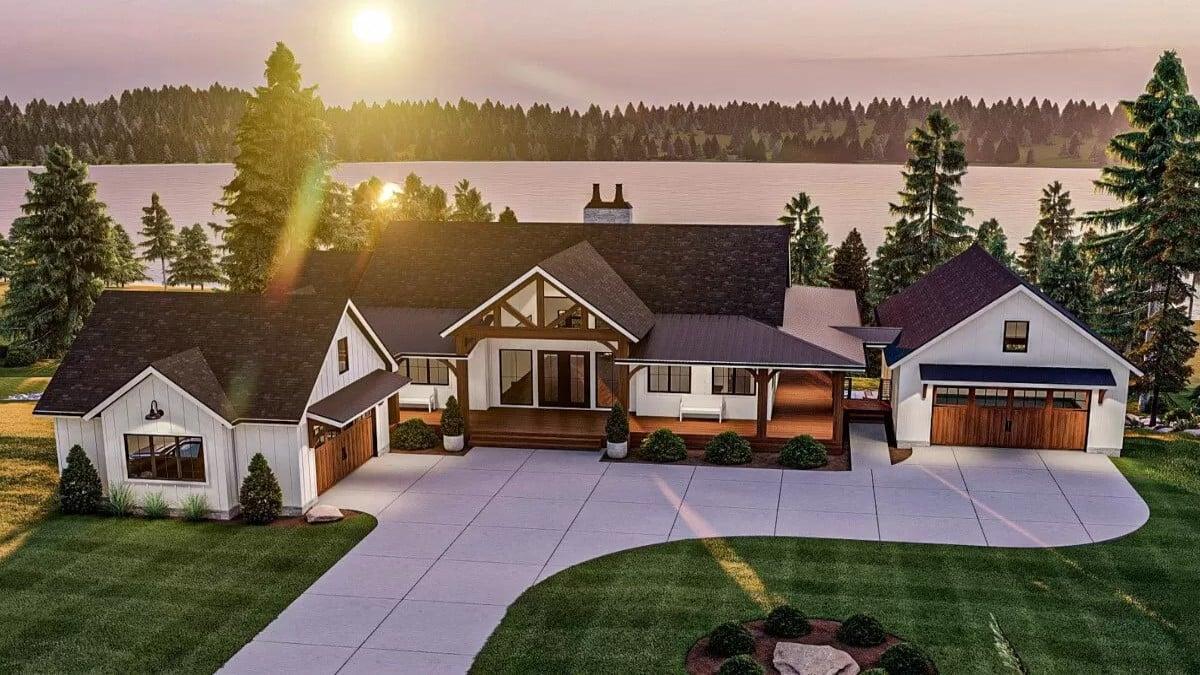 Sunset Views From This Stunning Lakeside Craftsman Home