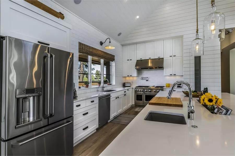 Modern Farmhouse Kitchen with Shiplap Walls and an Island You