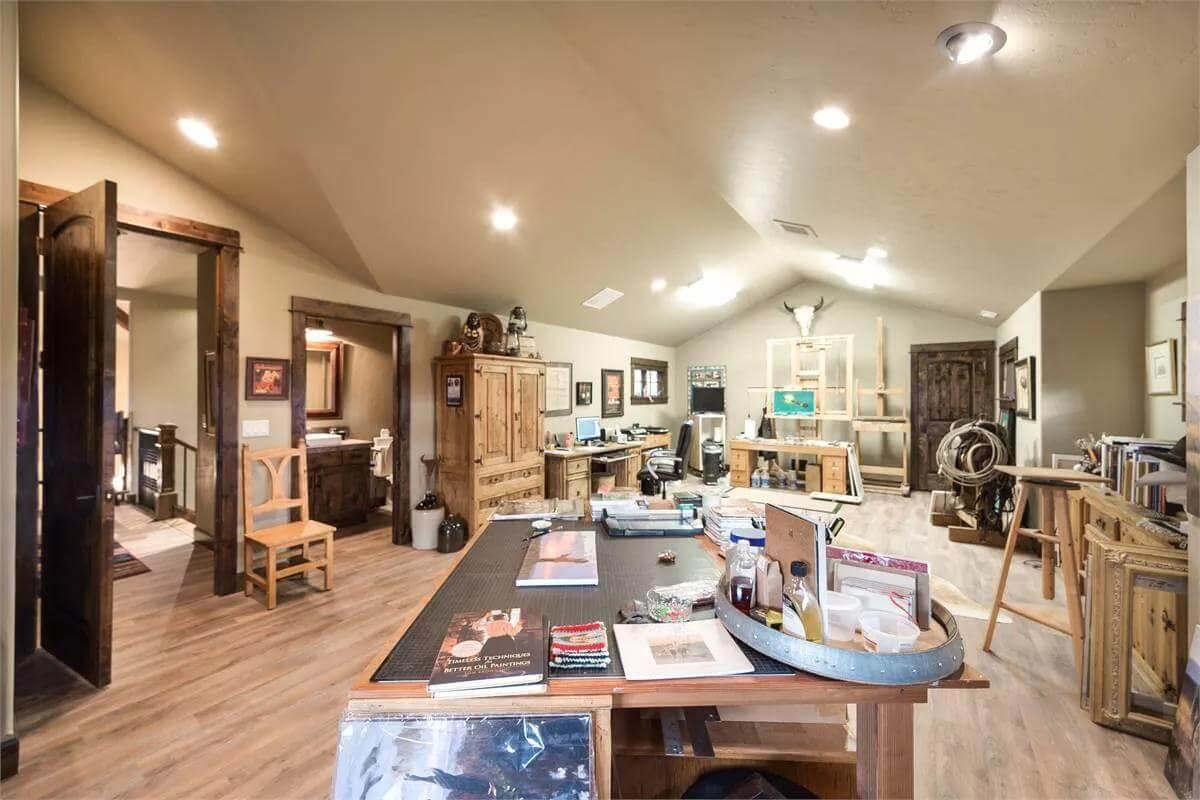 Creative Loft Workspace with a Rustic Touch