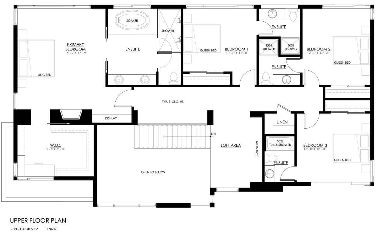 Upper Floor Plan with a Luxe Primary Suite and Versatile Loft Area