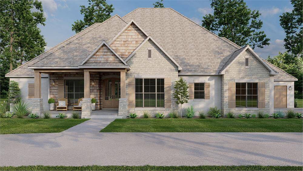 Arts and Crafts 4-Bedroom Home with Bonus Room and 4-Car Garage (Floor Plan)