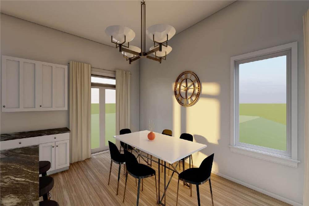 Sleek Dining Space Featuring a Statement Chandelier
