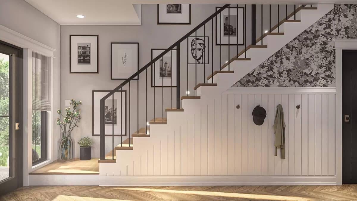 Spot the Artistic Staircase Wall with a Gallery of Framed Prints