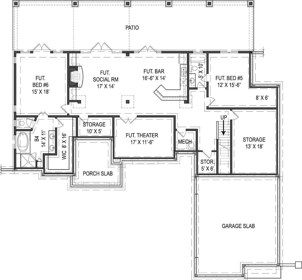 Explore the Versatile Basement Layout with Future Theater and Social Room