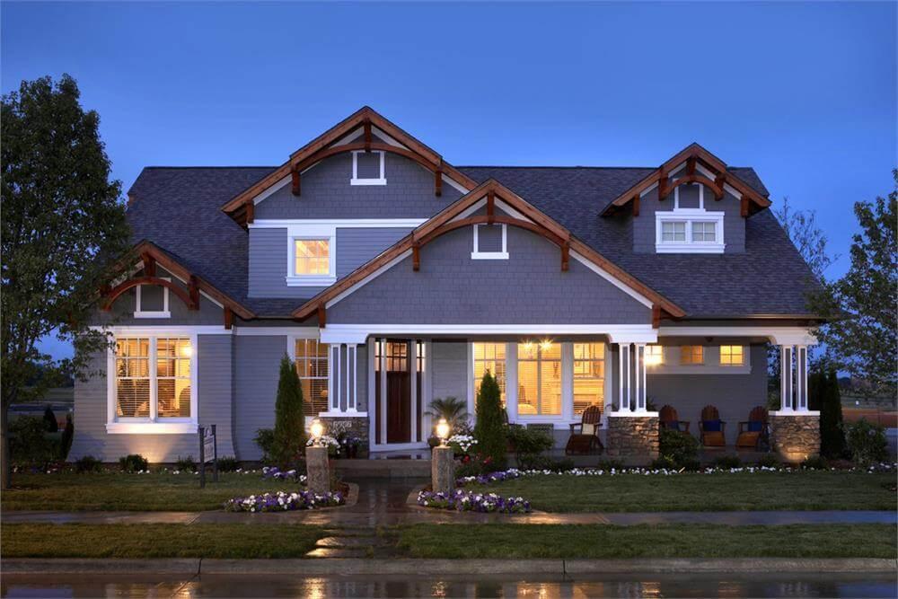 Notice the Striking Timber Accents on This Traditional Craftsman