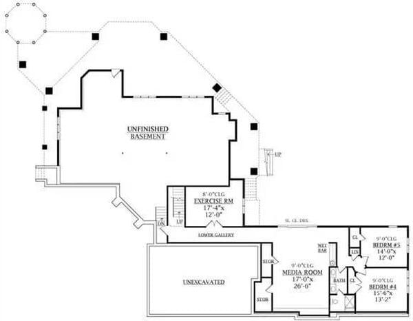 Explore This Basement Layout with a Media Room and Exercise Space