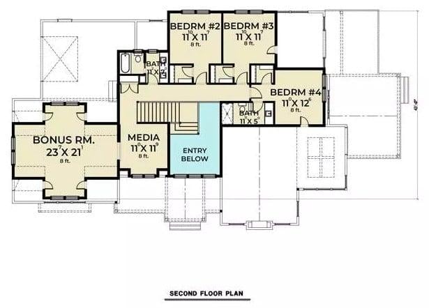 Second Floor Layout Featuring a Spacious Bonus Room
