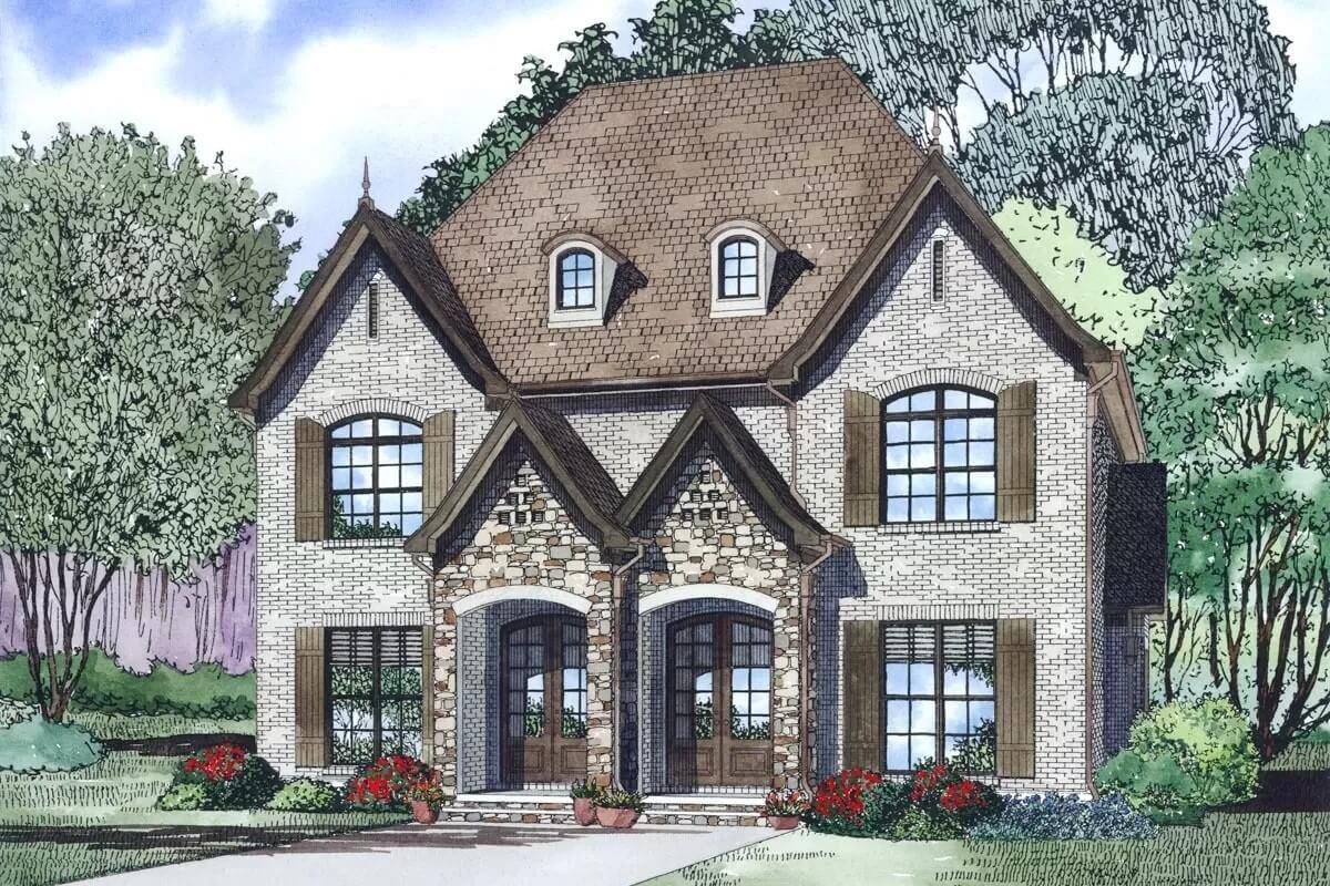 Admire the Twin Arched Entryways Framing This Elegant Facade