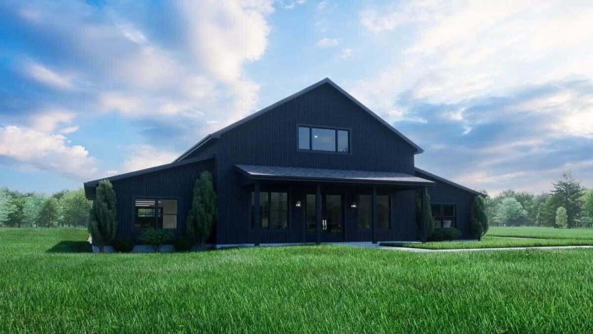 A Modern Farmhouse with Striking Black Siding