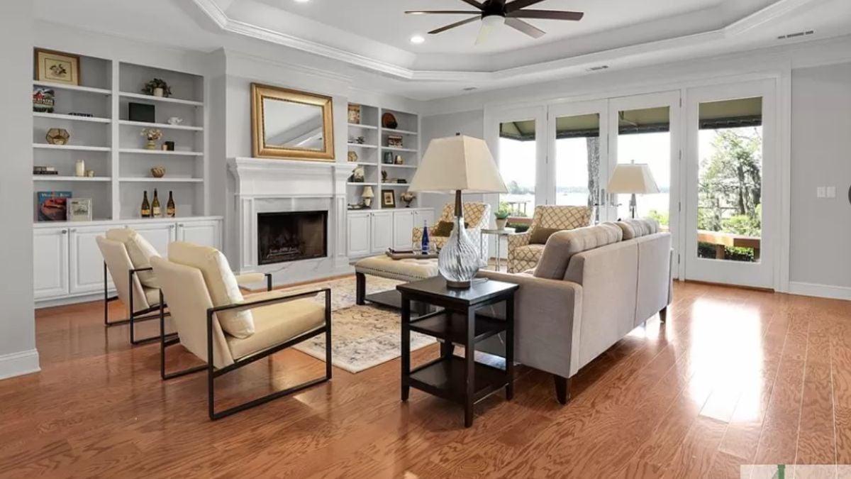 Notice the Built-In Shelves Framing This Cozy Fireplace