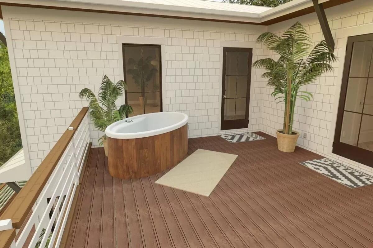 Unwind in This Outdoor Retreat with a Freestanding Tub