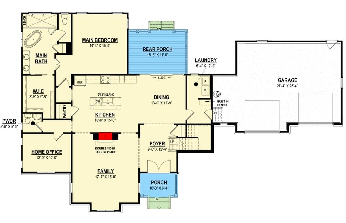 Explore This Spacious Main Floor with a Double-Sided Fireplace
