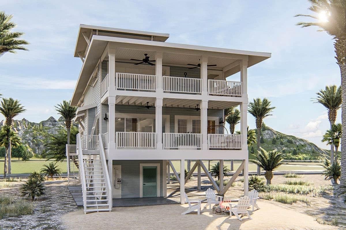 Elevated Beach House with Expansive Wraparound Decks