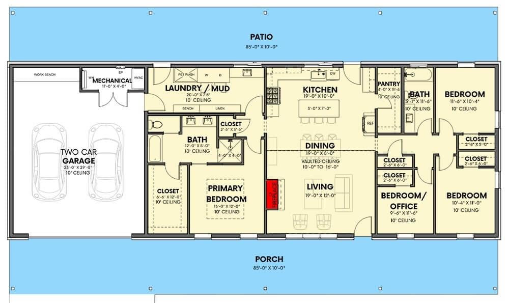 Thoughtfully Laid Out Ranch-Style Floor Plan with Versatile Rooms