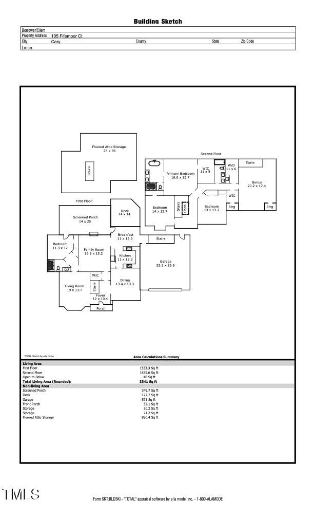Traditional 4-Bedroom Colonial-Style Home with Bonus Room and Screened-in Porch (3,341 Sq. Ft. Floor Plan)