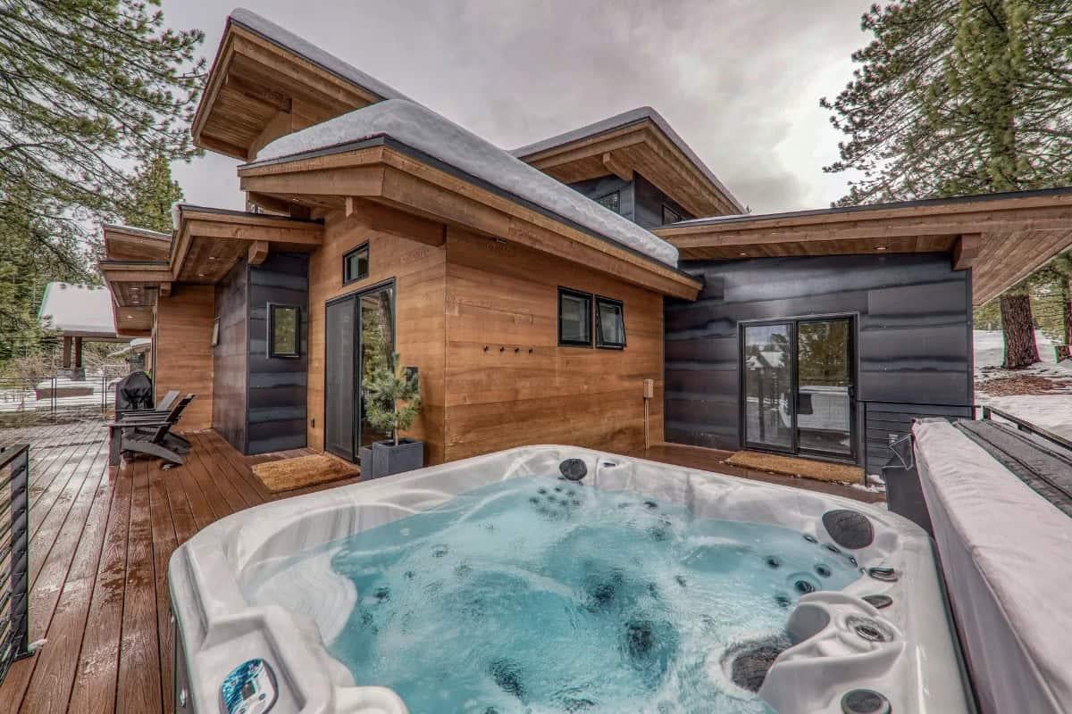 Sleek Hot Tub Setup on a Modern Craftsman Patio