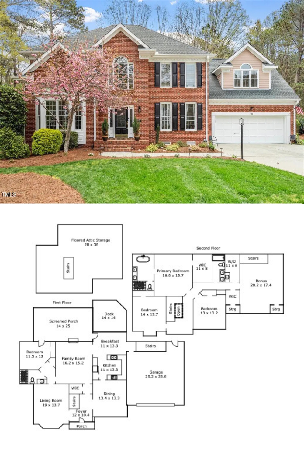 Traditional 4-Bedroom Colonial-Style Home with Bonus Room and Screened-in Porch (3,341 Sq. Ft. Floor Plan)