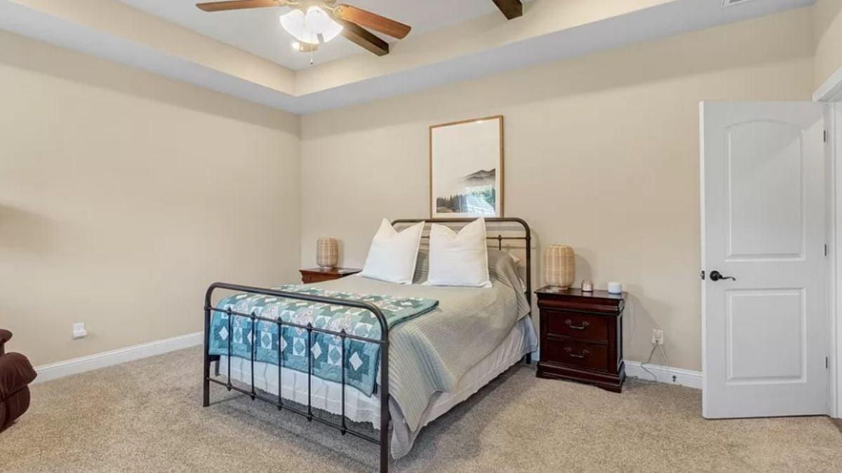 Cozy Bedroom with a Charming Metal Bed Frame