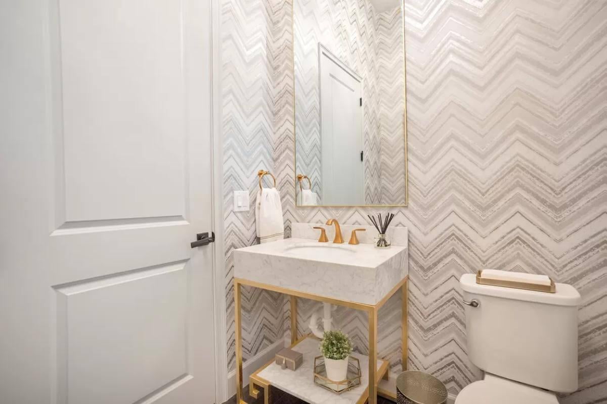 Wow, Check Out the Chevron Pattern in This Powder Room